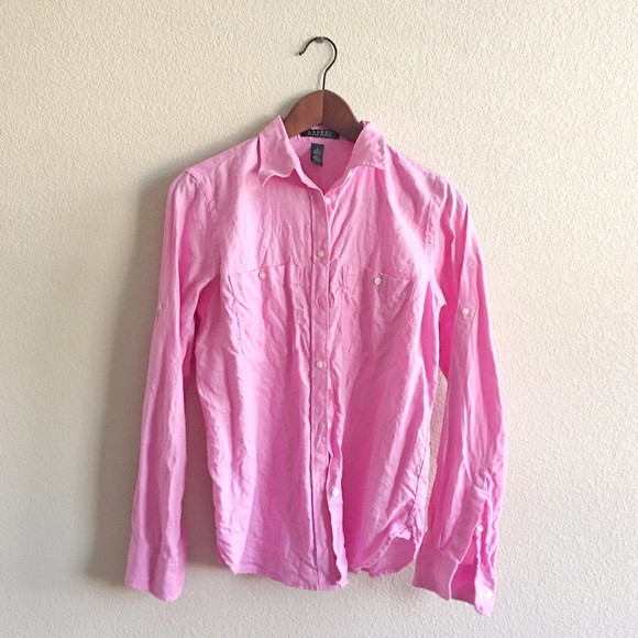 Ralph Lauren Pink Linen Button Down Shirt | Poshmark
