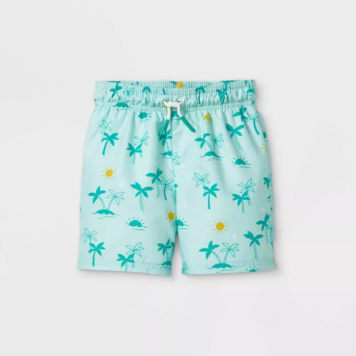 Toddler Boys' Palm Tree Print Swim Trunks - Cat & Jack™ Mint | Target