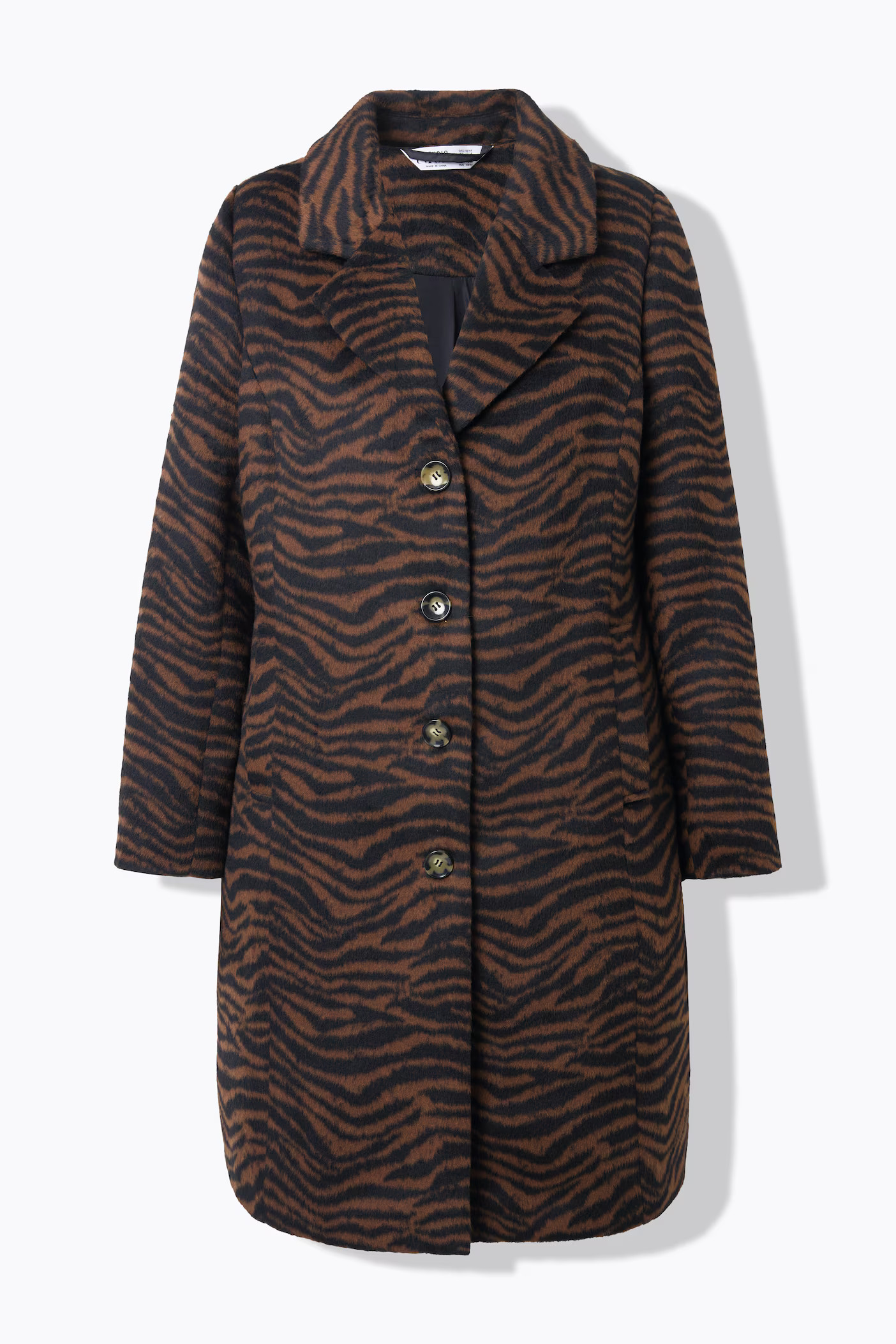 Mantel, Webpelz, Zebra-Muster, Revers, Komplettfutter | Ulla Popken DE