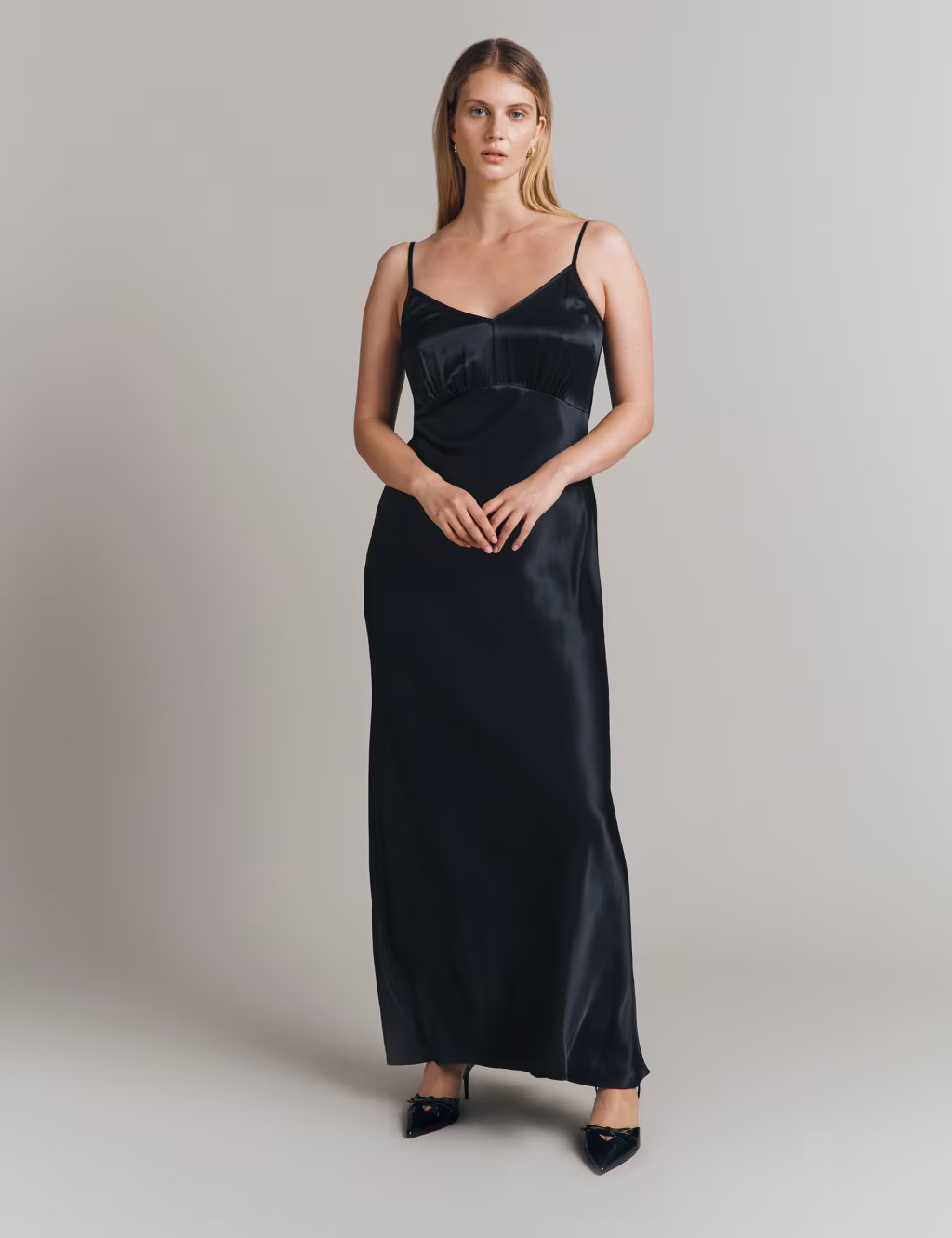 Satin V-Neck Strappy Maxi Slip Dress | Marks & Spencer (UK)