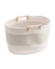 Large Cotton Rope Oval Basket With Wooden Pole Handles | Office & Storage | Marshalls | Marshalls