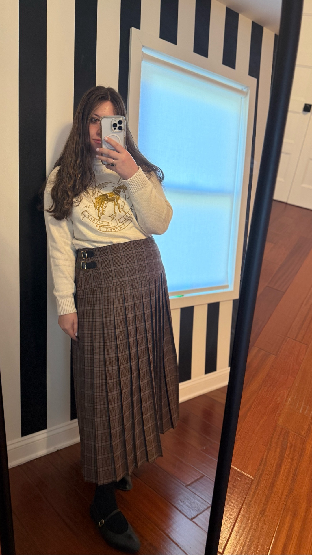 Loving the Equestrian look this season. This Lauren Ralph Lauren top is such a statement piece. I’m wearing a size Large. Plaid buckle skirt from asos was literally made to match this (I’m wearing a size 14. 

#LTKMidsize #LTKSaleAlert #LTKStyleTip