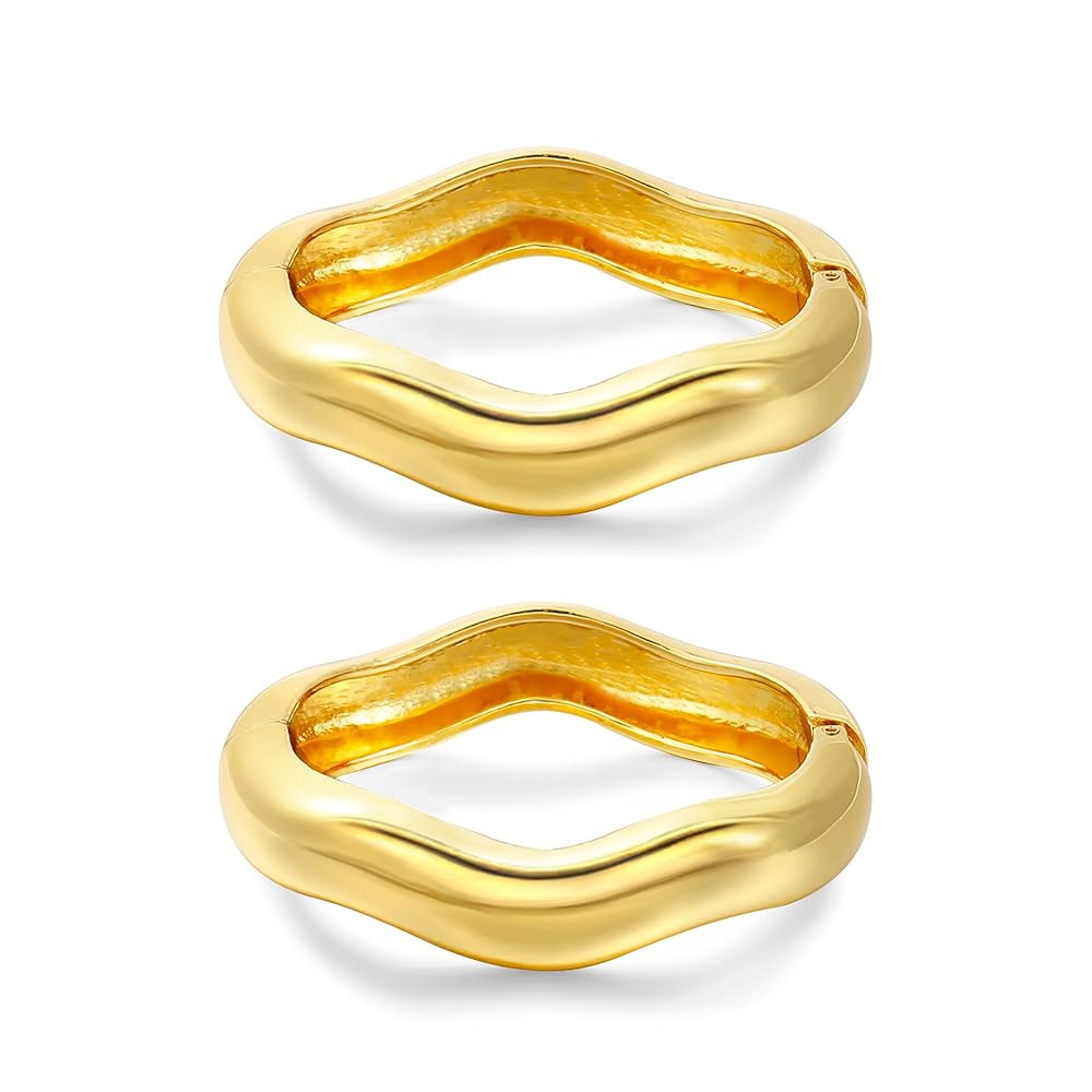 Elegance 11 designs Gold Bangles For Women Chunky Trendy Hinged Cuff Open Bracelet Wide Minimalis... | Amazon (US)