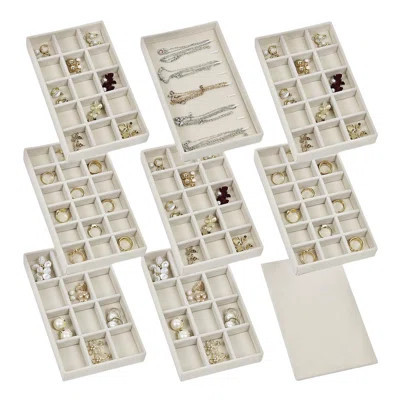 Set Of 8 Stackable Jewelry Organizer Trays With 1 Lid , Adjustable Velvet Jewelry Box Tray Earring Organizer Necklace Storage Ring Bracelet Display Ca | Wayfair North America