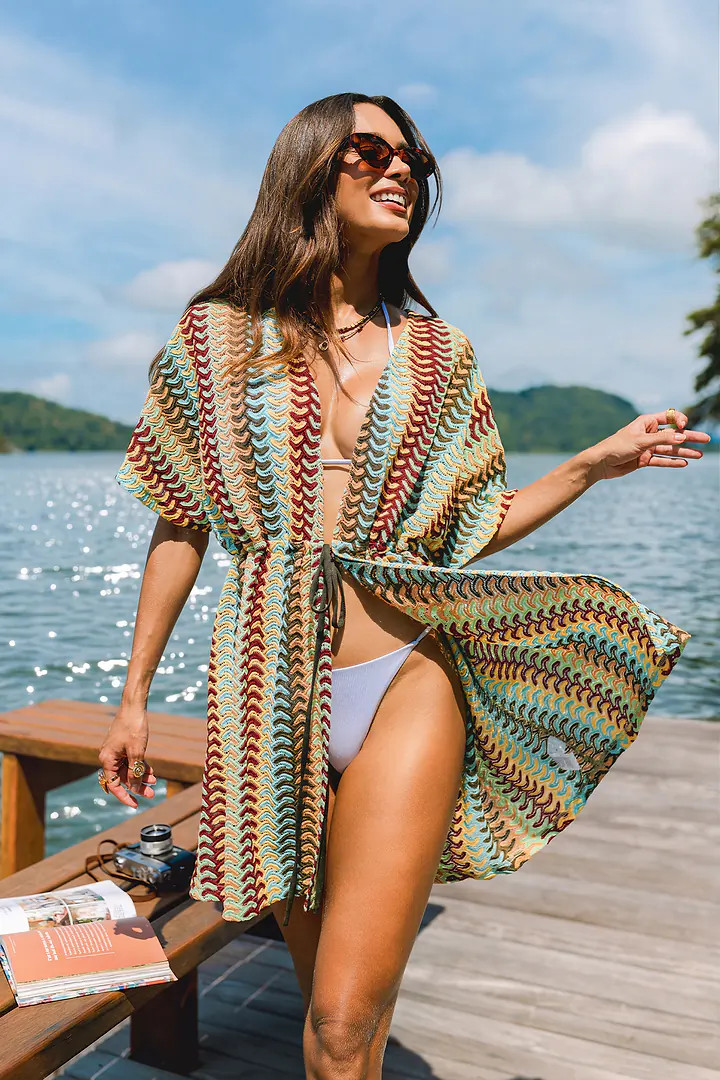 Twinkle Lights Striped Cover-Up Kimono | Cupshe US