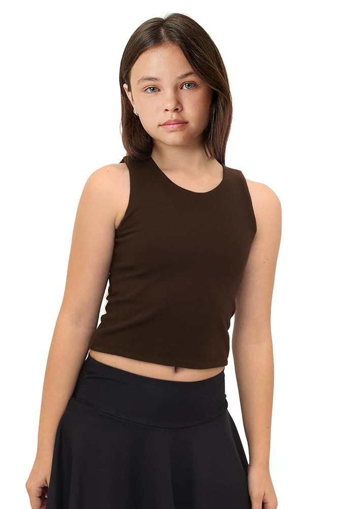 Lilax Girls' Double Lined Sleeveless Basic Crop Tank Top | Amazon (US)