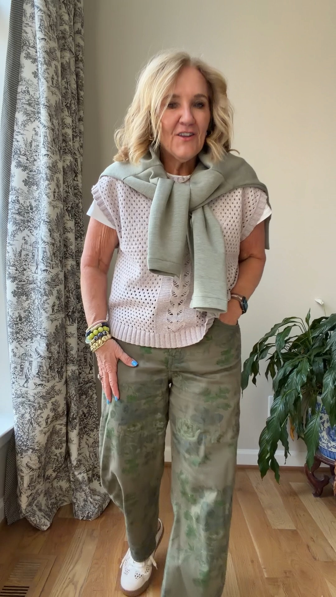 What to wear with lilac! 
Barrel jeans size down! 28 petite
Tshirts medium 
Barn jacket medium petite
Spanx jumpsuit medium petite 
Lavender sweater medium 
Lilac stripe blouse small
Navy blazer 10 petite
Ecru jeans 29 petite 
Amazon tie top medium 
Floral jeans 29 petite 
Lilac vest medium 
Spanx sage polo medium 
Camo floral jeans 29 reg Walmart camo medium 
Brown stripe pants 29 petite 
Grey quince jeans 29 waist 


#LTKOver40 #LTKSaleAlert #LTKspring