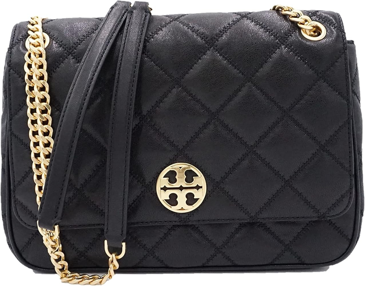 Tory Burch 87862 Black With Gold Hardware Women's Large Padded Leather Willa Shoulder Bag | Amazon (US)