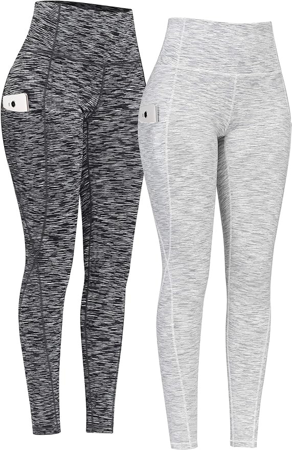 PHISOCKAT 2 Pack High Waist Yoga Pants with Pockets, Tummy Control Leggings, Workout 4 Way Stretc... | Amazon (US)