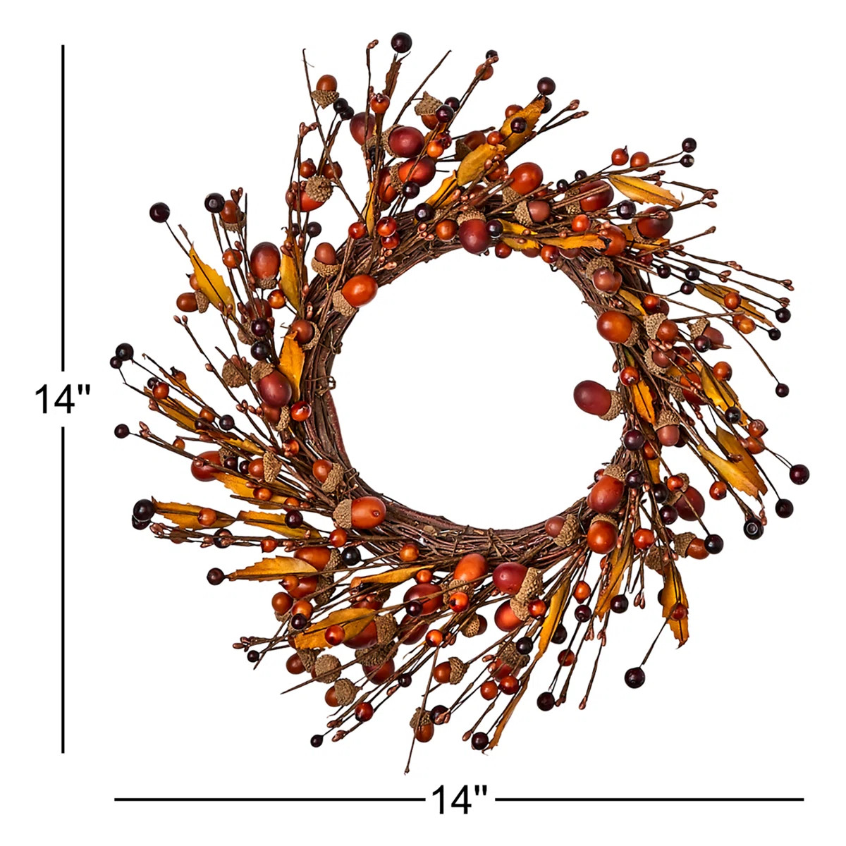 14" Fall Acorn & Leaf Wreath | Wayfair North America