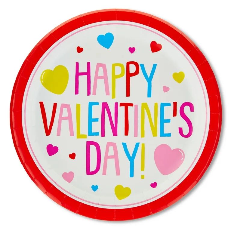 Valentine's Day Colorful Groovy Hearts Paper Plates 9", 8 Count, by Way To Celebrate | Walmart (US)