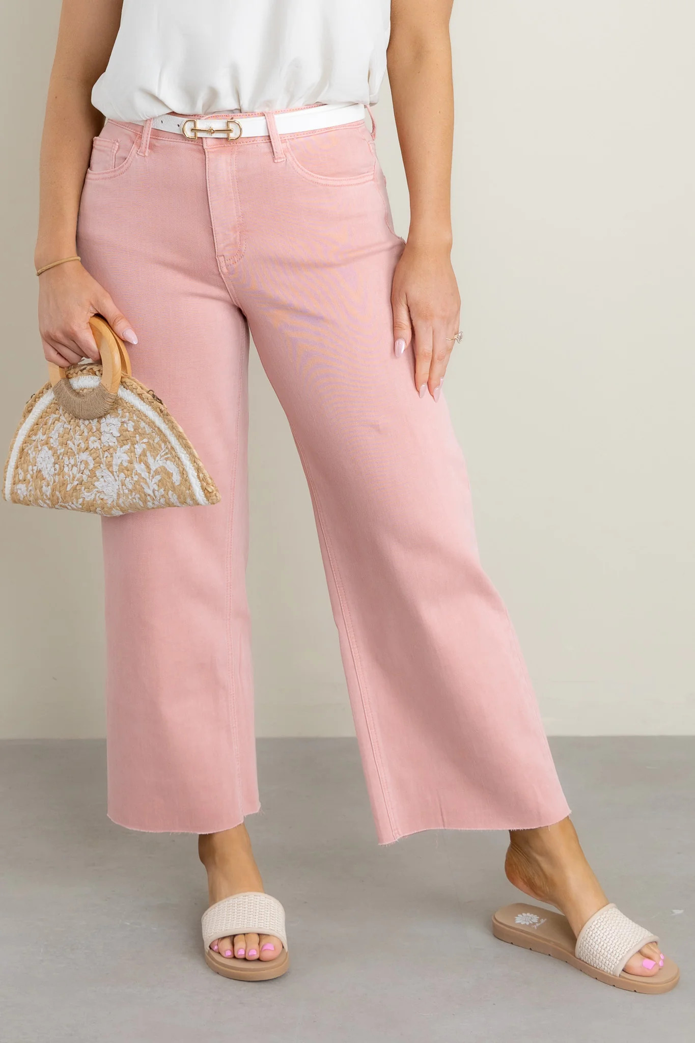 High Rise Silver Pink Wide Leg Jean - FINAL SALE | The Willow Tree