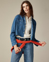 Click for more info about Cropped button-up shirt in chambray