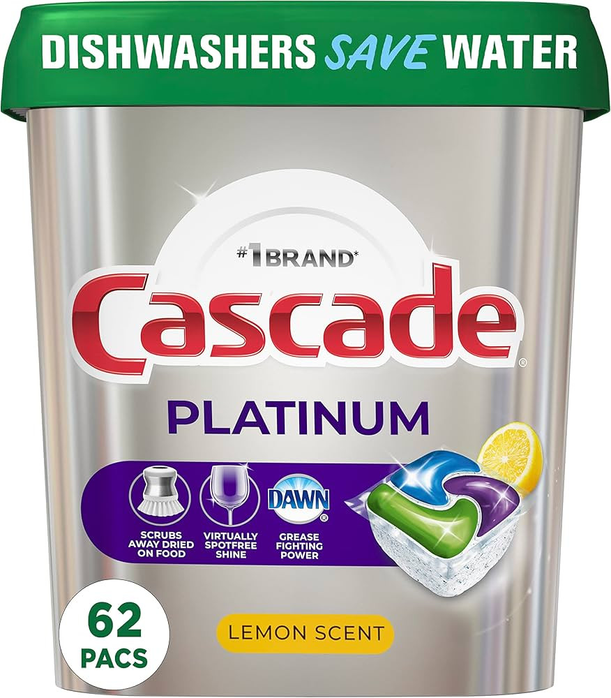 Cascade Platinum Dishwasher Pods, Dishwasher Detergent Pod, Dishwasher Soap Pod, Actionpacs Dish ... | Amazon (US)