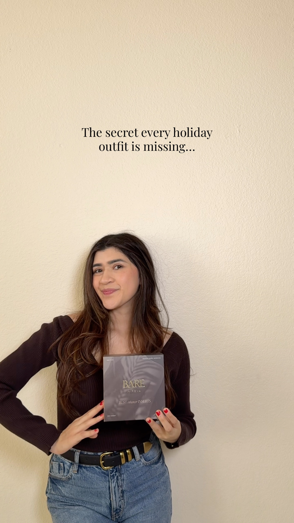 The secret every holiday outfit is missing!!! These are perfect for V neck tops, they have double sided adhesive so they don’t budge and are lightweight. @barebyreva 