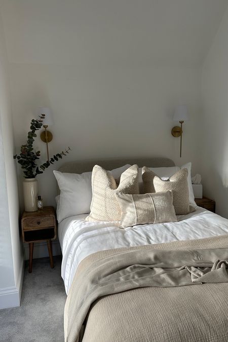 My lovely little Guest Bedroom, of course in one of my favourite colours - beige! 🤍 Neutral bedding is my favourite, complete with Zara cushions, Diptique room spray and Eucalyptus leaves 🍃 

#LTKhome #LTKspring