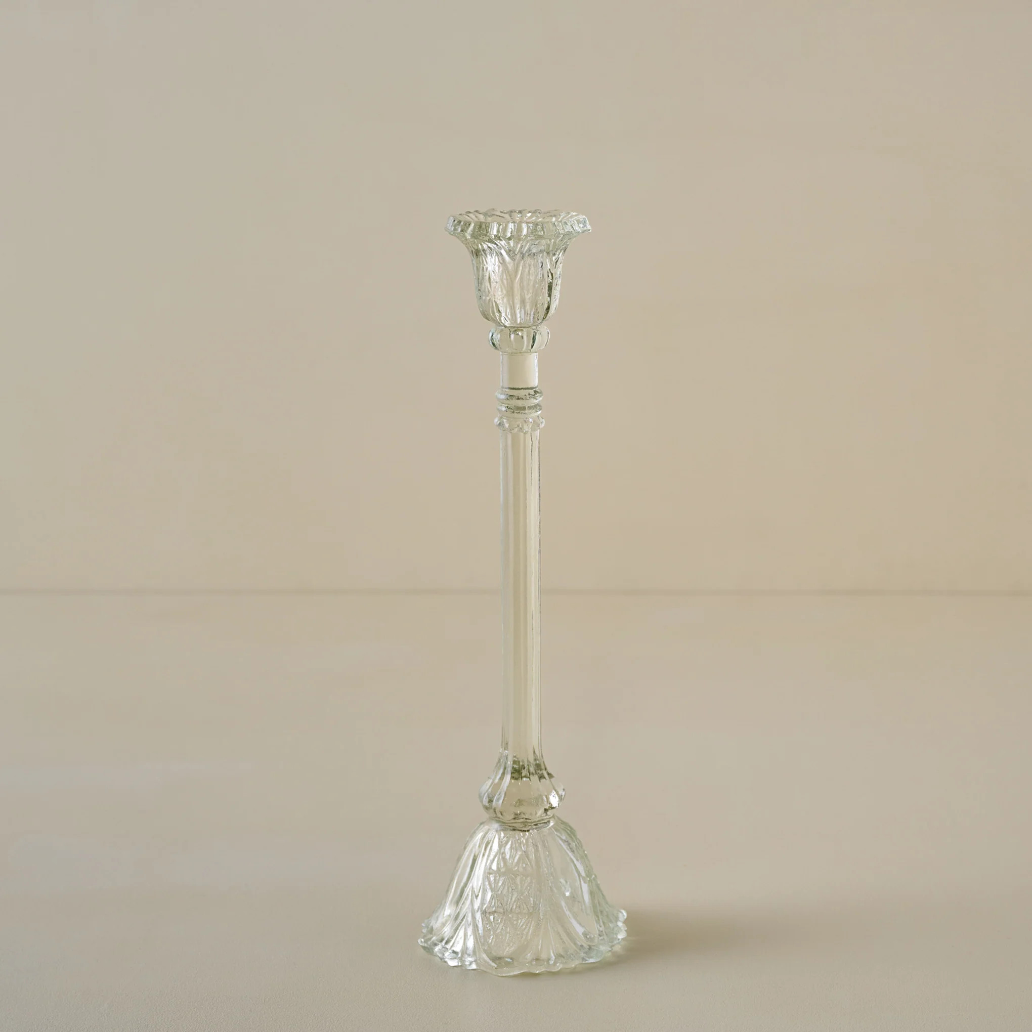 Elsa Antique-Inspired Glass Taper Holder | Magnolia