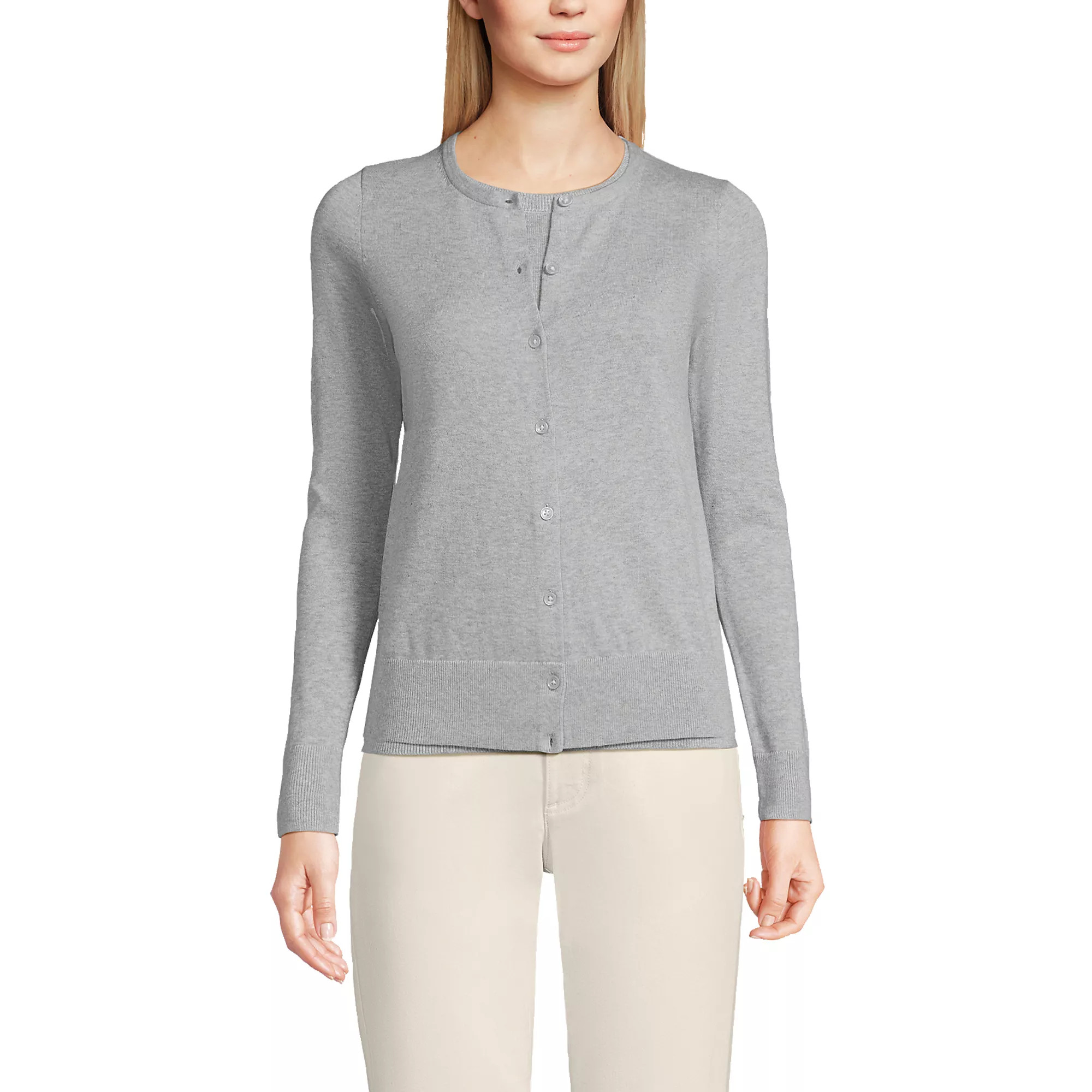 Women's Fine Gauge Cotton Cardigan Sweater | Lands' End (US)