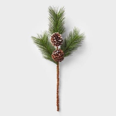 17in Greenery and Pinecone Holiday Arrangement Stem Pick - Wondershop&#8482; | Target