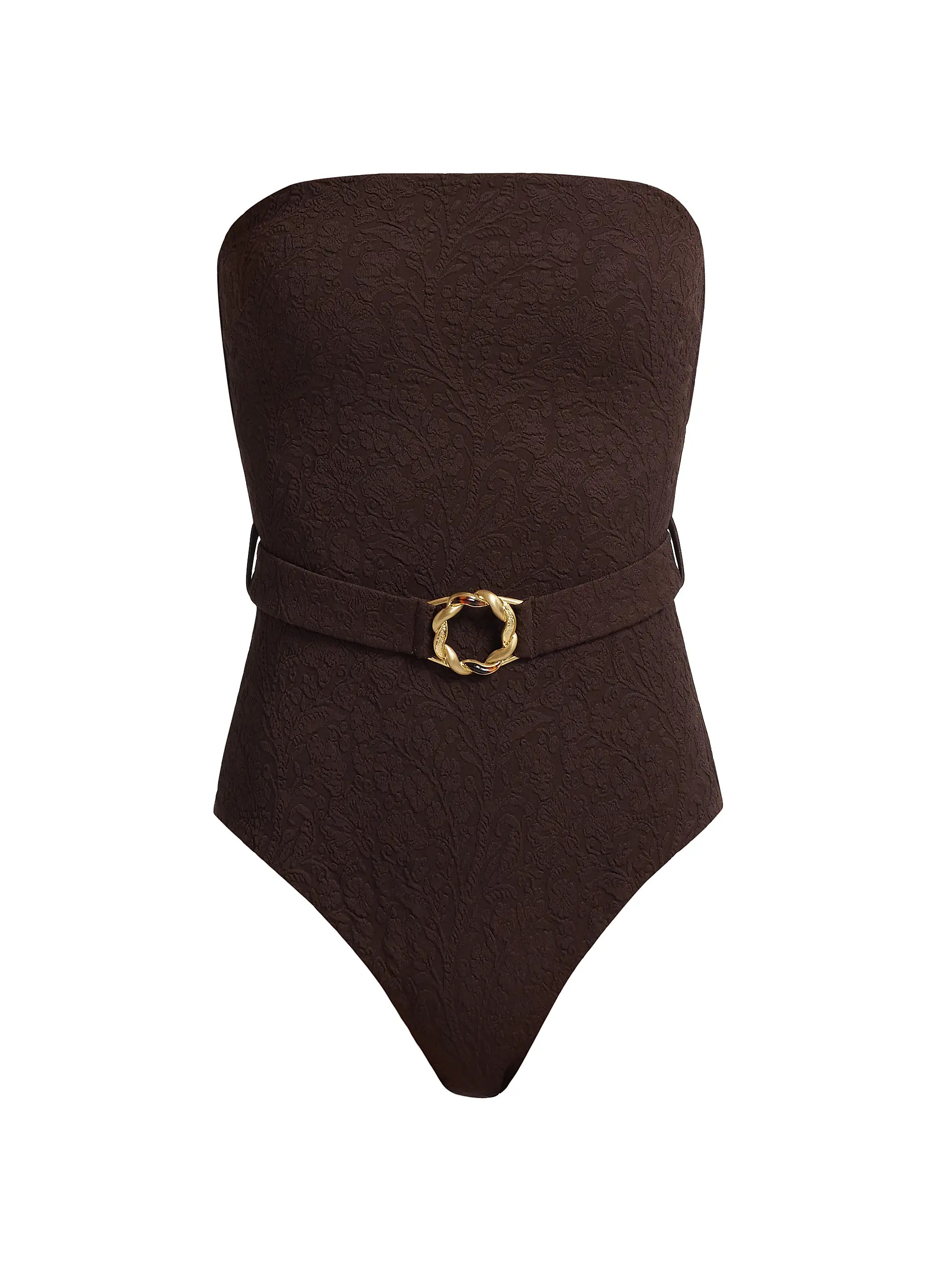 Shop Zimmermann Acacia Floral-Embossed Bandeau One-Piece Swimsuit | Saks Fifth Avenue | Saks Fifth Avenue