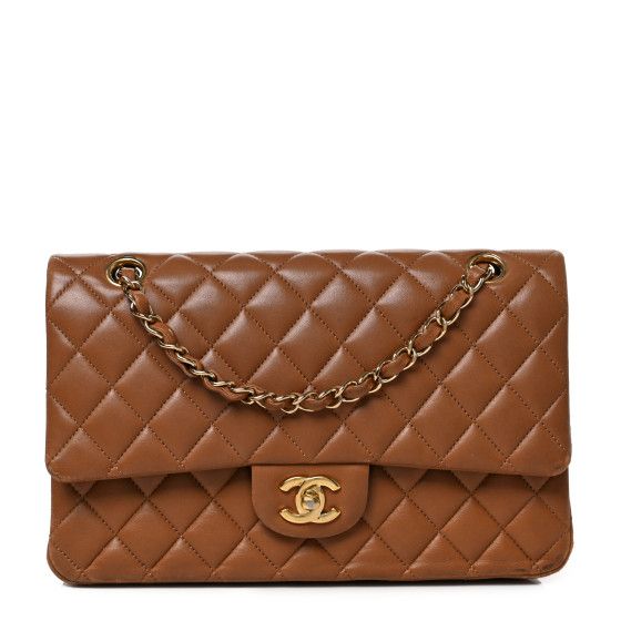 Lambskin Quilted Medium Double Flap Brown | FASHIONPHILE (US)