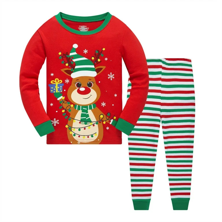 Popshion Toddler Boy 100% Cotton Christmas Pajamas Set Moose Pjs Size 4T | Walmart (US)