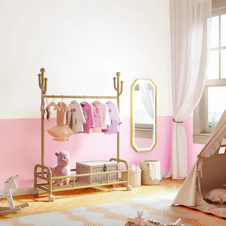 Nazreen 33.5'' Metal Rolling Clothes Rack | Wayfair North America