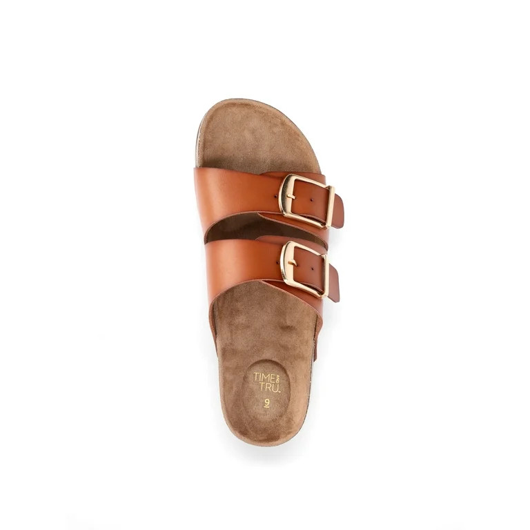 Time and Tru Women's Footbed Slide Sandals, Wide-Width Available - Walmart.com | Walmart (US)