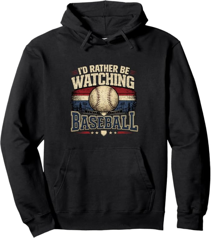 I’d Rather Be Watching Baseball Vintage Retro Graphic Pullover Hoodie | Amazon (US)