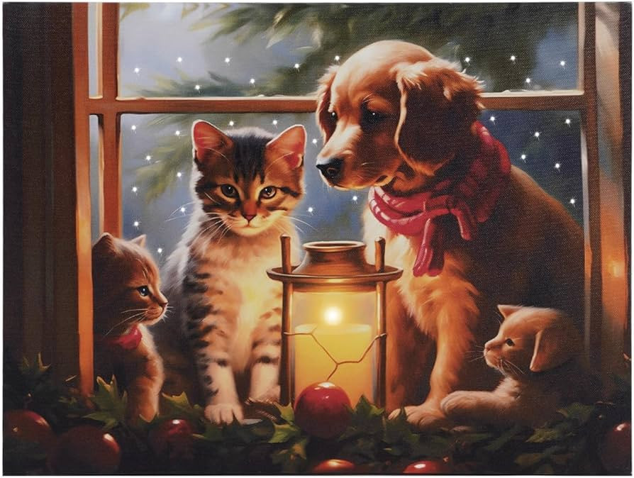 Synovana 16" x 12" LED Lighted Canvas Christmas Lighted Wall Art Canvas Décor Lighted Up Xmas Wa... | Amazon (US)