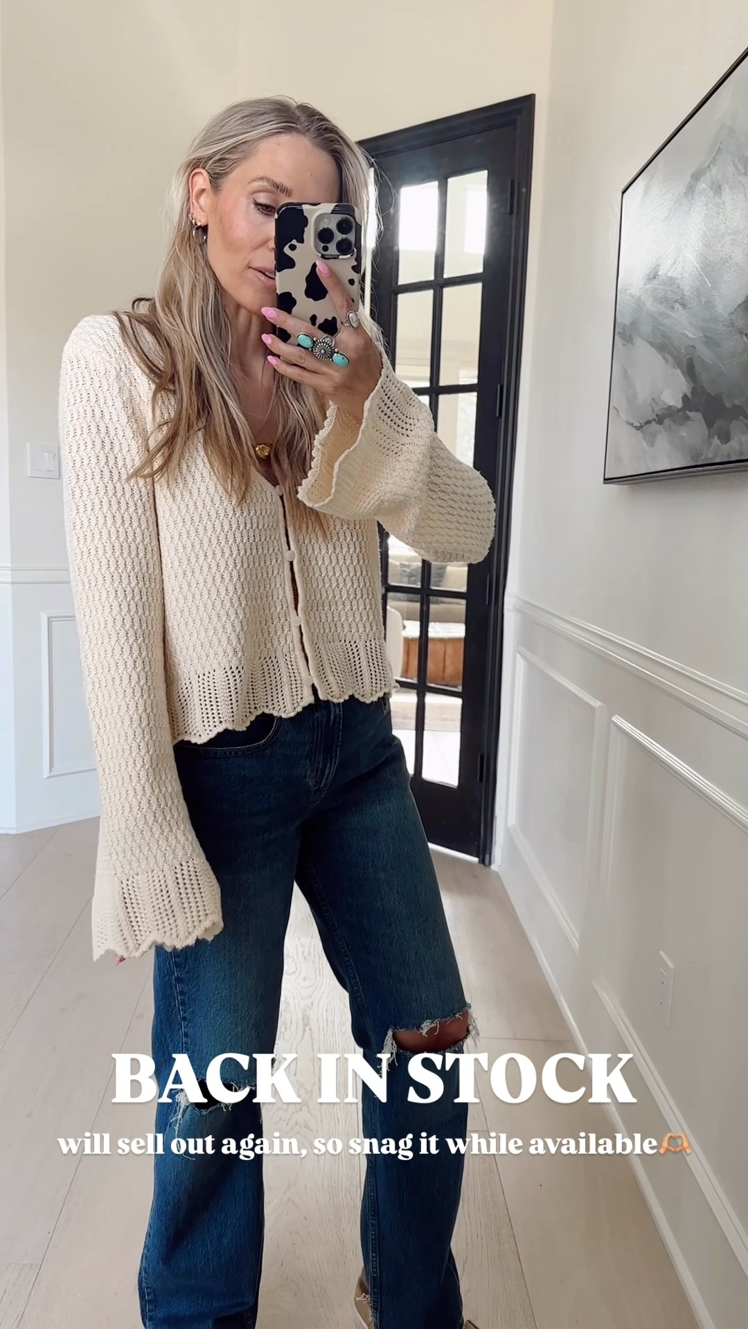 BACK IN STOCK❣️ This cardi sold out once already. I love all the elevated details. The sleeves are my favorite. 

Wearing size small (my tts) in the top and size 27 (my tts) in the pants.



#LTKmomlife #LTKootd #LTKgrwm