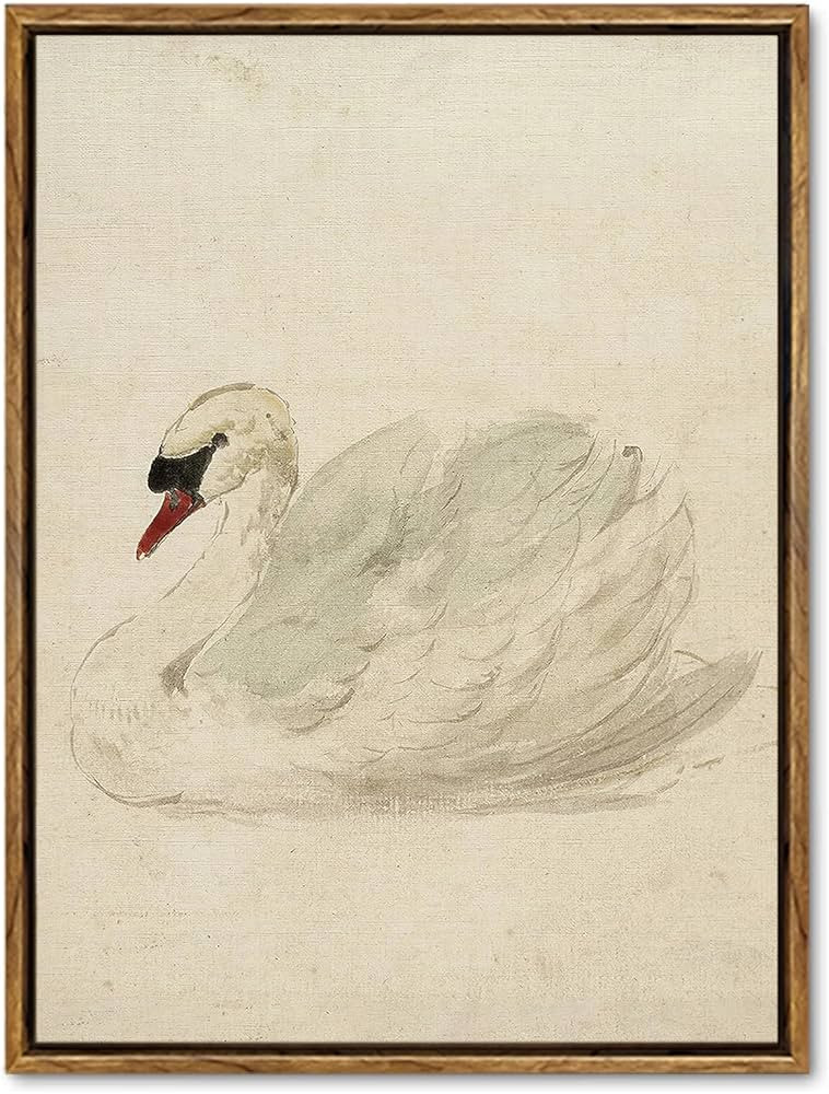 PicturePerfect Decor Vintage Swan Canvas Wall Art Classical White Swan Watercolor Canvas Animal C... | Amazon (US)