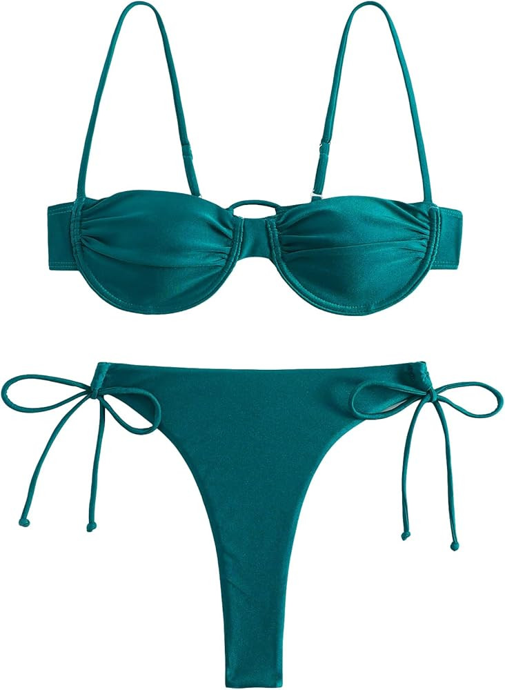 SOLY HUX Women's Two Piece Swimsuit Tie Side High Waisted Bikini Sets Ombre Underwire Bathing Sui... | Amazon (US)