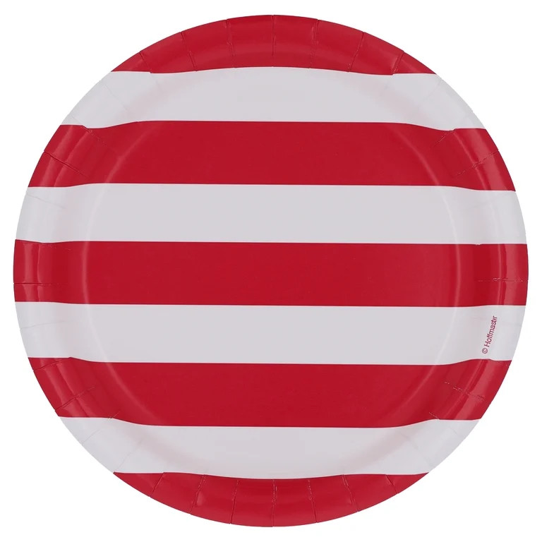 Way to Celebrate Patriotic Striped Lunch Paper Plates, 7", Red and White, 24 Count | Walmart (US)