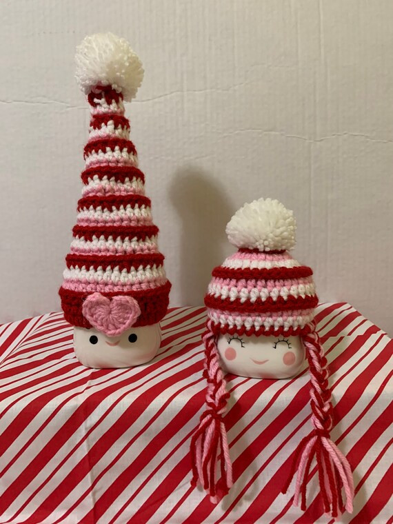 Boy and girl Valentine Marshmallow mug hats | Etsy (US)