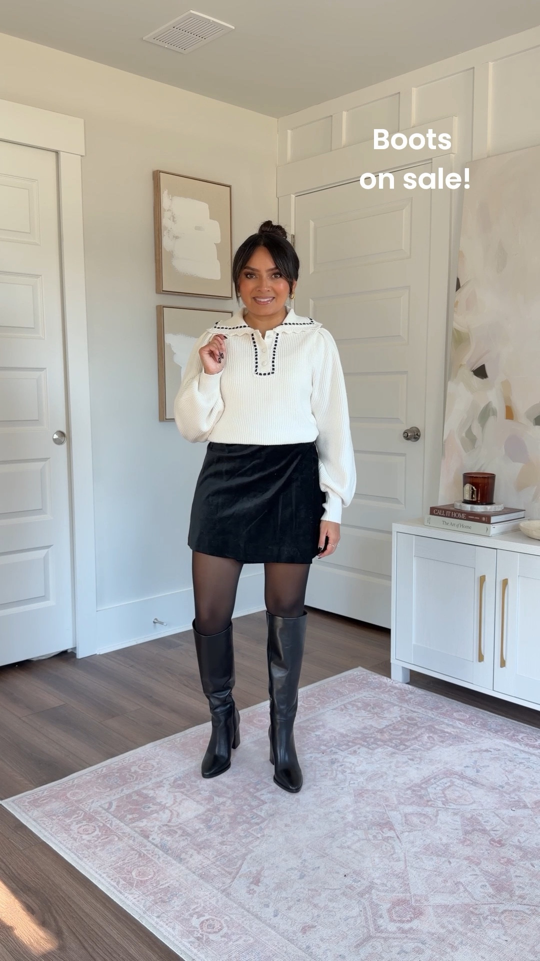 Off White polo collar sweater size xxs TTS
Black velvet mini skirt - old, similar linked
Black tights size small TTS
Black boots size 5.5 TTS



#LTKgrwm #LTKPetite #LTKSaleAlert
