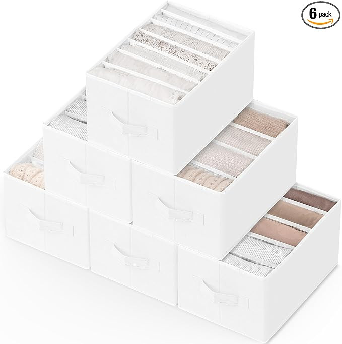 Criusia 6 Pack Large Clothes Organizer, Wardrobe Closet Organizer and Storage with Handles, Folda... | Amazon (US)