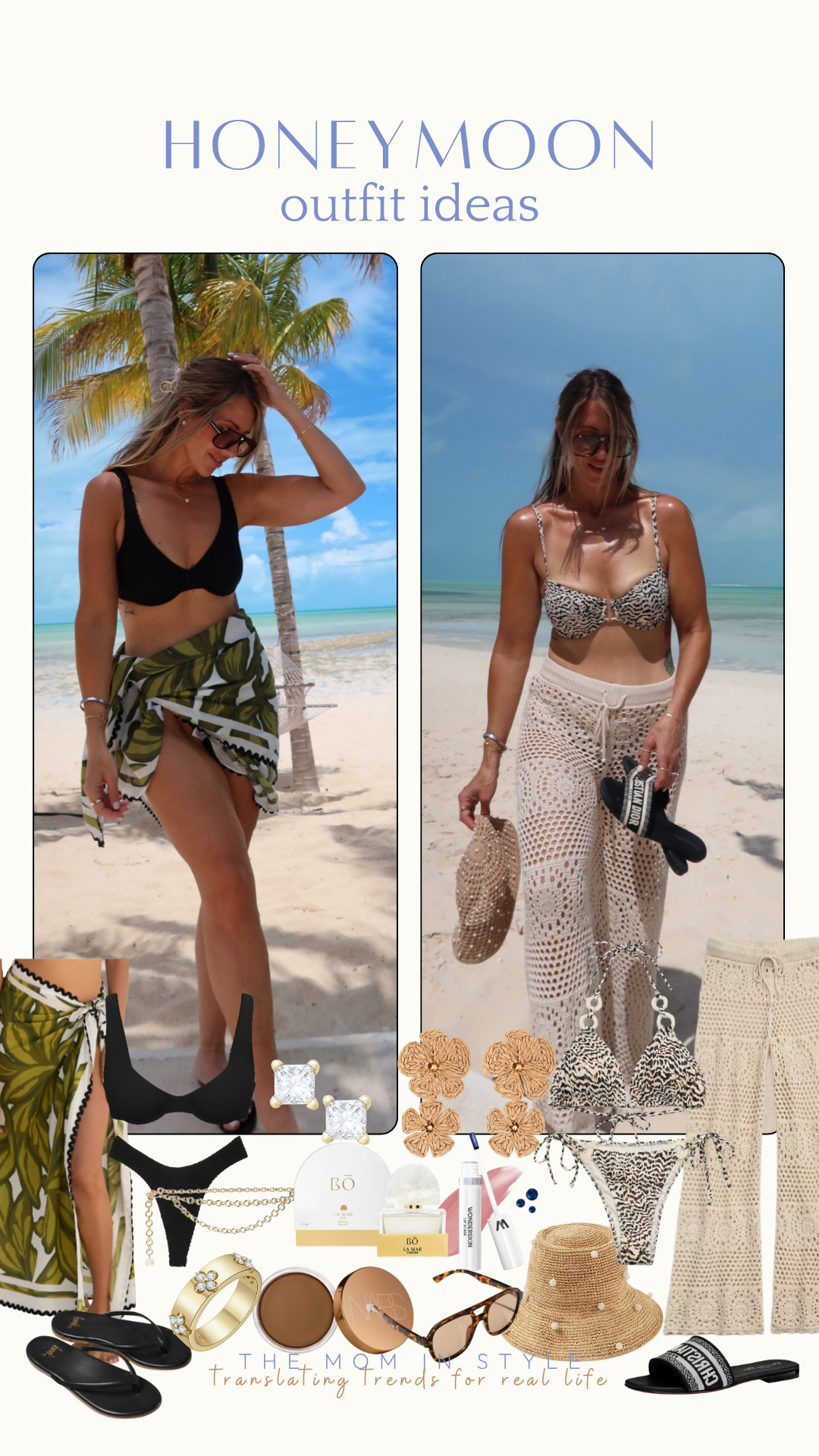 Honeymoon outfit ideas, black bikini set, animal print bikini set, crochet pants, cover up pants, sarong, beach vacation 

 

#LTKFindsUnder50 #LTKFindsUnder100 #LTKSwim