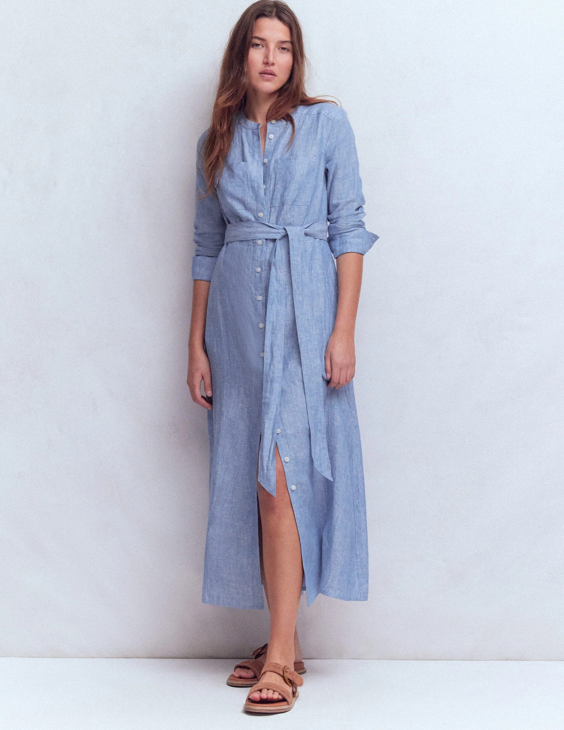 Mollie Linen Shirt Dress-Chambray | Boden UK