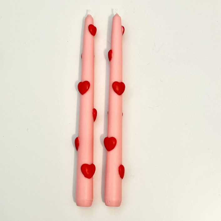 Pink And Red Hearts Tapers Candles And Holders | Minted