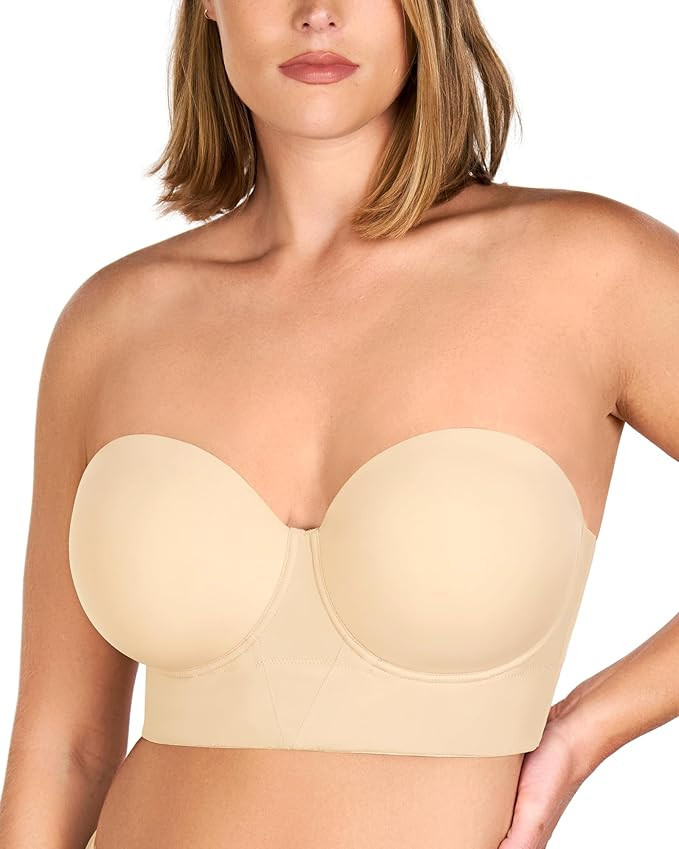 HSIA Strapless Bras for Women, Longline Corset for Large Bust Plus Size Supportive Bustier Minimi... | Amazon (US)