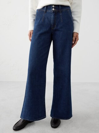 Wide-Leg High-Rise Darted Trouser Jean | Banana Republic Factory