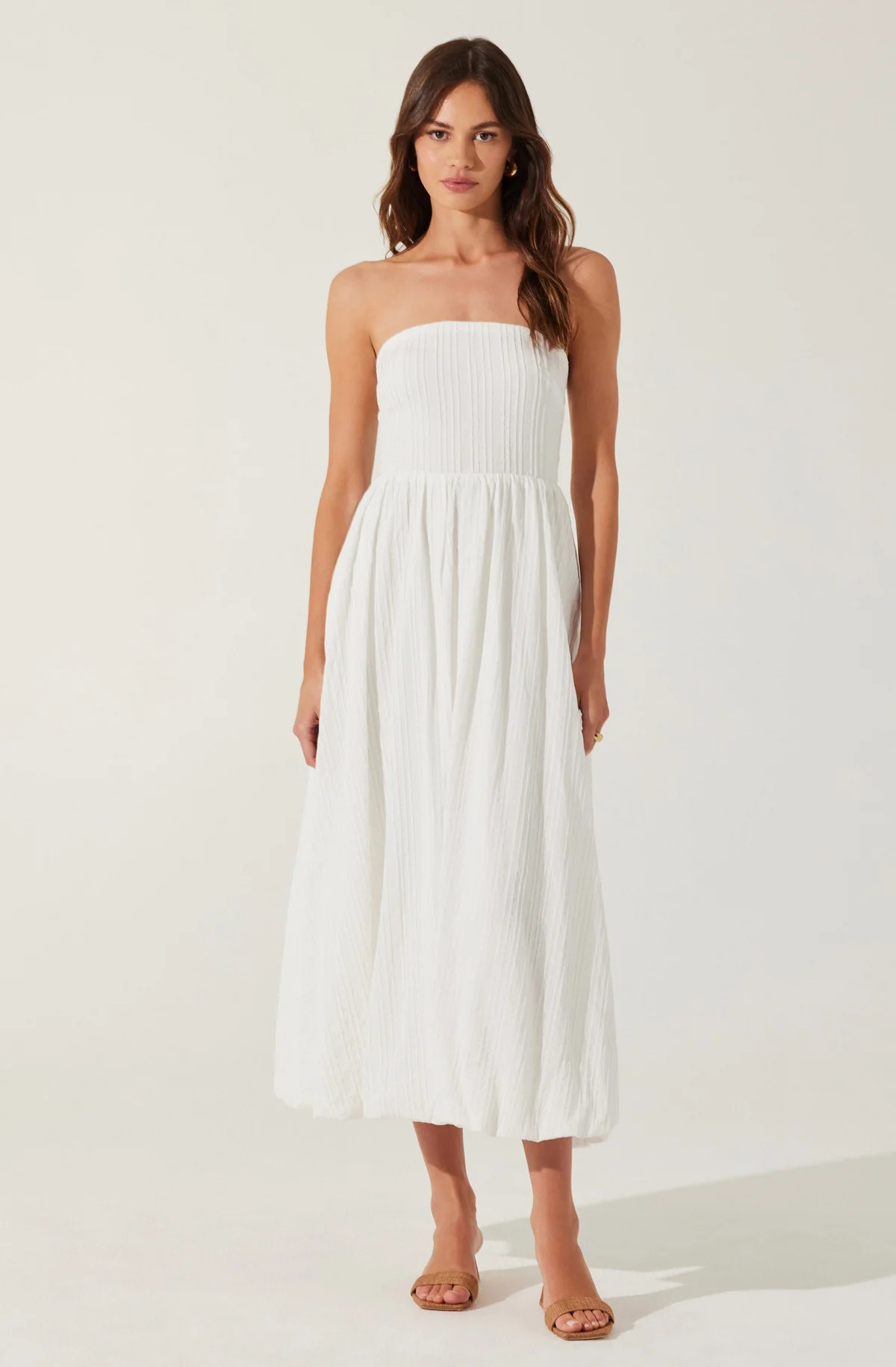Strapless Linen-Blend Midi Dress | ASTR The Label (US)