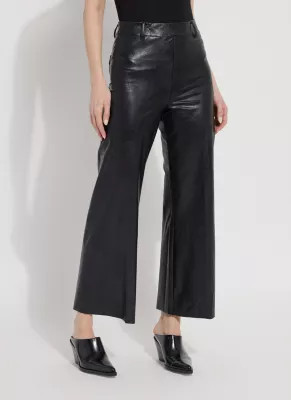Lysse New York Women's Hi Waist Vegan Leather Wide Leg, Black, Small | Belk