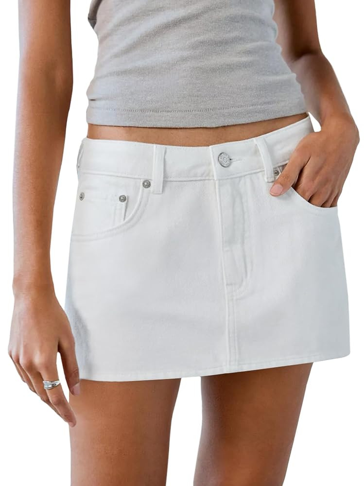 Women Denim Skort Skirt Stretchy Mid Waist Y2K Sexy Mini Skirts Dressy Casual Jean Skorts | Amazon (US)