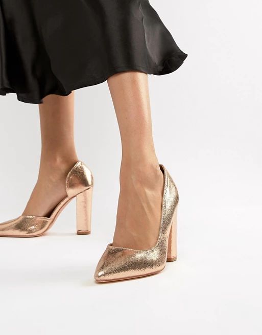 Glamorous rose gold block heeled shoes | ASOS US