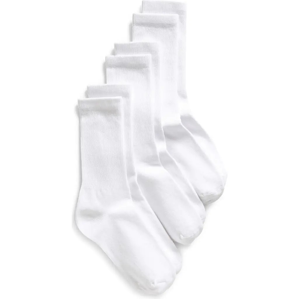 Nordstrom 3-Pack Everyday Crew Socks in White at Nordstrom, Size 9 | Nordstrom