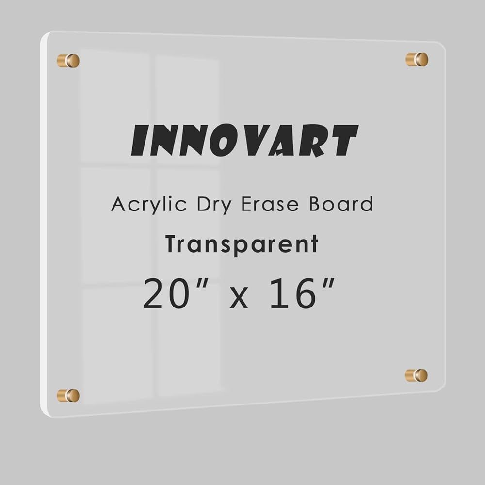 INNOVART Acrylic Dry Erase Board 20” x 16”, Acrylic Transparent Glass Whiteboard with Eraser,... | Amazon (US)