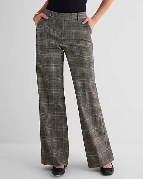 Editor Mid Rise Plaid Relaxed Trouser Pant | Express