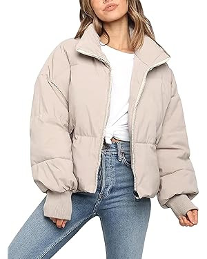 Gihuo Women’s Winter Cropped Puffer Jacket Coat Short Warm Quilted Jacket | Amazon (US)